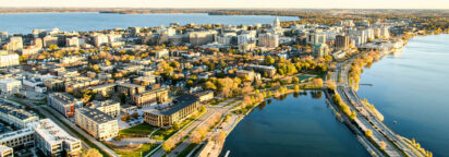 Isthmus and lakes in Madison, WI